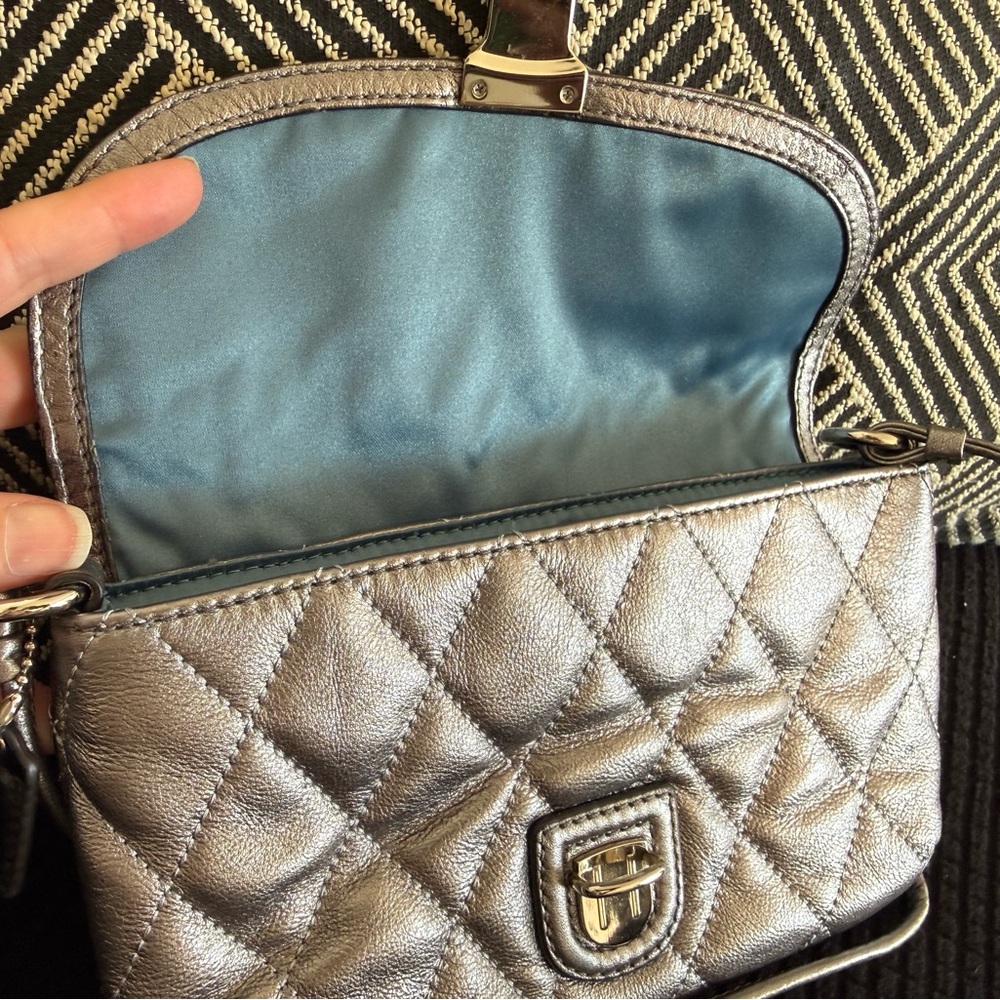 Coach Metallic Silver Quilted Shoulder Bag - Picture 3 of 8